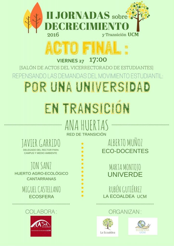 Acto Final Jornadas Decrecimiento y Transición