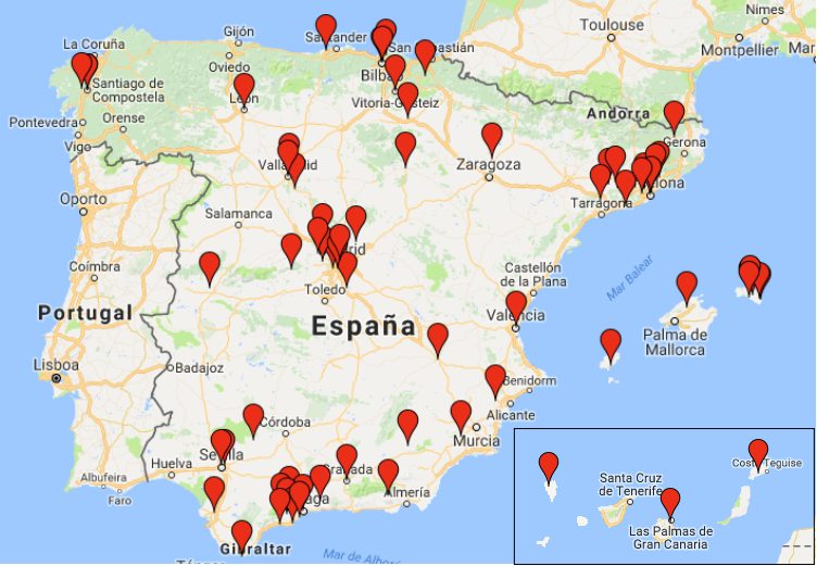 Mapa de las iniciativas locales de transición en España de 2008 a 2014