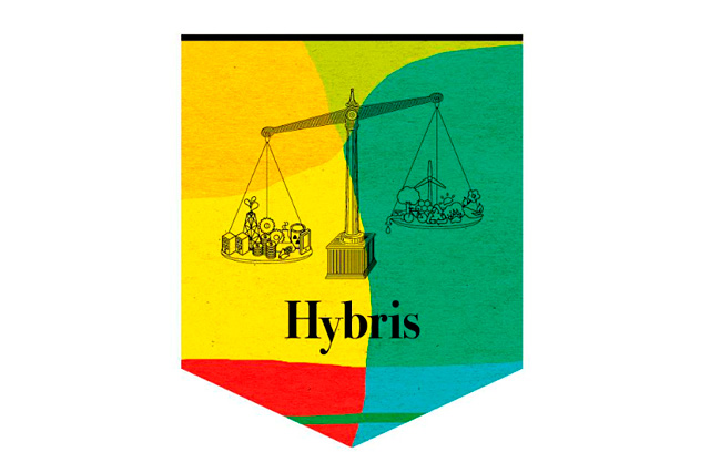 Arte y Transición: Logotipo de la exposición Hybris. Cortesía del MUSAC.